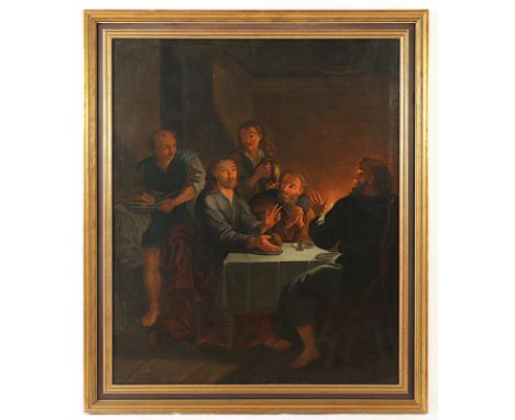 SAKRALMALER WOHL 19.JH., "Das Abendmahl in Emmaus", Öl/Lwd., 121 x 99, doubliert, R. 