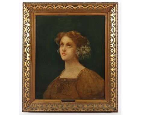 MALER UM 1900, "Bildnis einer jungen Frau", Öl/Lwd., 62 x 51, rest., R. 