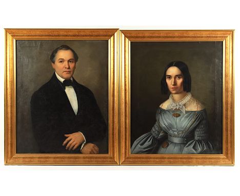 HEISING, Friedrich Caspar (1821-1902), "Paar Portraits des Ehepaars von Kügelgen", Öl/Lwd., 74 x 62, rest., ein Portrait sign