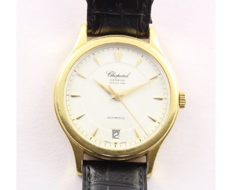 ARMBANDUHR, 750/ooo Gelbgold, CHOPARD, LUC 1860, Safirglas, Strichindexe, zentrale Sekunde und Datumsanzeige, Gehäusedurchmes