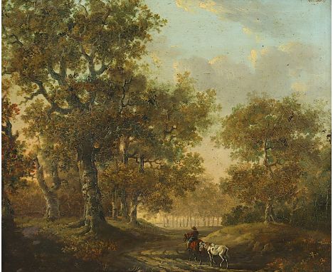 KOBELL, Jan I (1756-1833), zugeschrieben, "Waldlandschaft mit Reiter", Öl/Holz, 21,5 x 27, unten mittig signiert, R. 