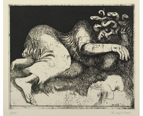 PEER, Rudolf, "Medusa", Original-Radierung, 21 x 25, nummeriert 8/50, handsigniert, R. 