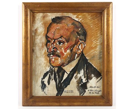 BÄRENFÄNGER, Karl (1888-1947), "Mein Vater", Öl/Malkarton, 48 x 40, unten rechts signiert, und 17.12.1922 datiert, R. 