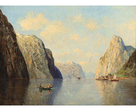 DEDERICHS, Joseph (1873-1958), "Fjordlandschaft", Öl/Lwd., 60 x 80, besch., unten links signiert, R. 