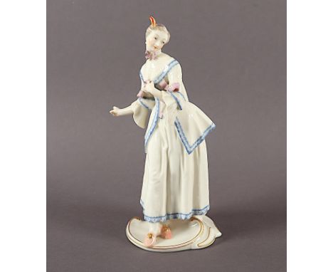 "LUCINDA" AUS DER SERIE DER "COMMEDIA DELL'ARTE", farbig und gold staffiert, H 20,5, ein Finger best., Modellnr. 69, Entwurf 