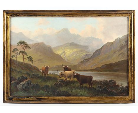 CALLUM, C. M. (England um 1900), "Rinder vor Beinn Nuis auf der Isle of Arran", Öl/Lwd., 41 x 60, unten rechts signiert, vers