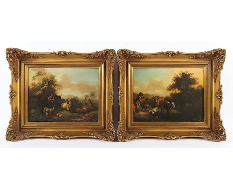 WAGNER, Johann Georg (1744-1767), "Paar bukolische Szenerien", Öl/Holz, 21 x 28, jeweils unten signiert und "1767" datiert, R