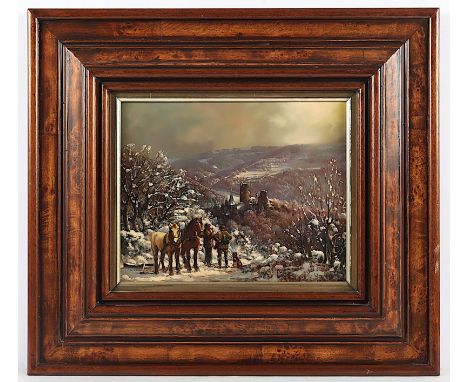 WEGNER, Alfons (*1937), "Winterlandschaft mit Burgruine", Öl/Holz, 24 x 30, unten rechts signiert, R. 