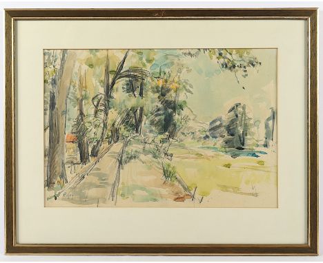 FRANK, Franz (1897-1986), "Landschaft", Aquarell/Papier, 30 x 42, unten links monogrammiert und datiert 1959, R. 