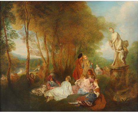 WATTEAU, Antoine (1684-1721), Kopie des 19.Jh., "Das Liebesfest", Öl/Lwd., 61,5 x 75,5, nach dem Original von 1718/19 in der 