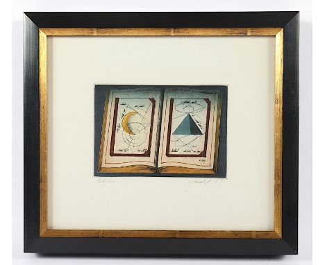 JANAK, Alois, "Buch", Original-Farbradierung, 12 x 16,5, nummeriert 164/200, handsigniert und datiert '89, R. 