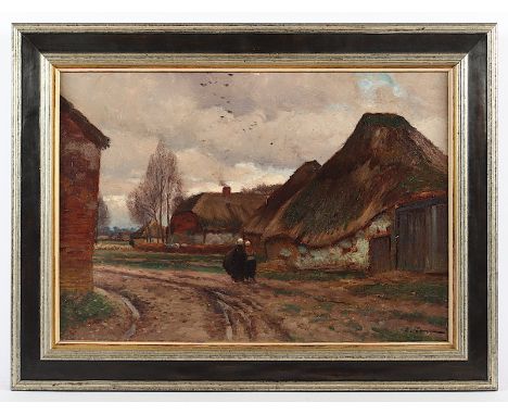 KAMPF, Eugen (1861-1933), "Niederländische Dorfstraße", Öl/Lwd., 32,5 x 47, unten rechts signiert, R. 