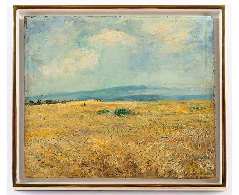 HOUBEN, Heinrich (1885-1967), "Spätsommerliches Kornfeld", Öl/Malkarton, 33,5 x 39, besch., unten links signiert, R. 