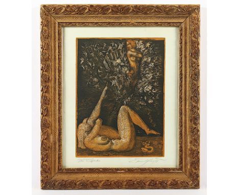 FUCHS, Ernst, "o.T.", Original-Farbradierung, 35 x 25, handsigniert, Probedruck, R. 