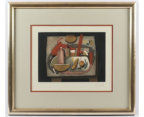 KORAB, Karl, "o.T.", Original-Farbradierung, 25 x 34, bez. E.A., handsigniert und datiert, 1991, R 
