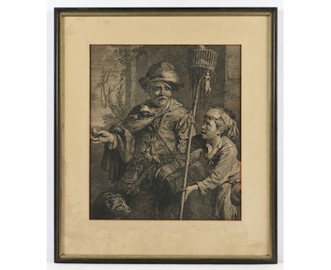 VISSCHER, Cornelis II (1619/29-1658/62), "Der Rattenfänger", Kupferstich, 36 x 31, R. 