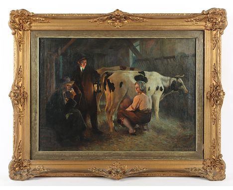 UHLIG, Johannes (1869-1939), "Frische Milch", Öl/Lwd., 40 x 56,6, unten rechts signiert, R. 