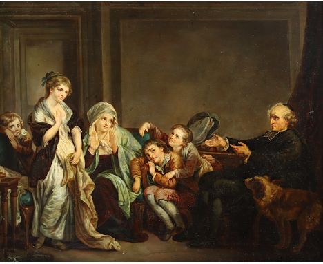 GREUZE, Jean-Baptist (1725-1805), Kopie des 19.Jh., "Die Witwe und ihr Priester", Öl/Holz, 48 x 59, nach dem Original von 178