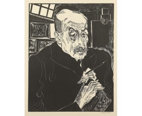 FELIXMÜLLER, Conrad, "Portrait von Max Liebermann", 49,5 x 39,5, handsigniert, eines von ca. 40 Ex. der Edition der Griffelku