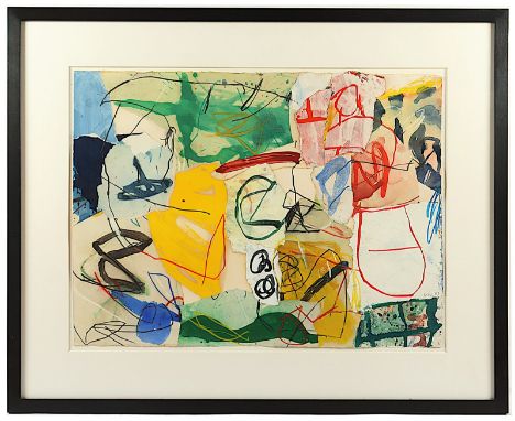 VOSS, Jan (*1936 Hamburg), "o.T.", Mischtechnik mit Collage und Aquarell auf Papier, 57 x 76,5, unten rechts signiert und dat