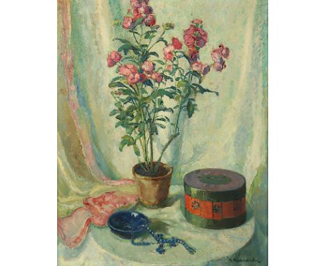 BURMESTER, Georg (1864-1936), "Stilleben mit Levkojen", Öl/Lwd., 85,5 x 68,5, unten rechts signiert, R. 
