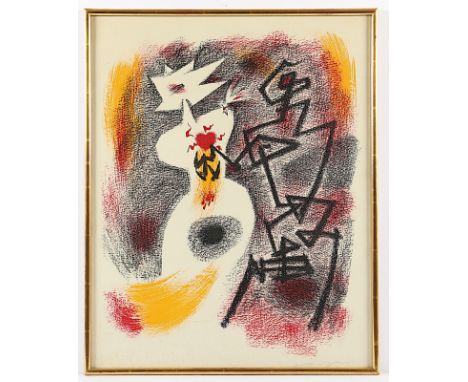 MASSON, André, "Le coeur volé", Original-Farblithografie, 53 x 43, handsigniert, 1960, leicht fleckig, R. 
