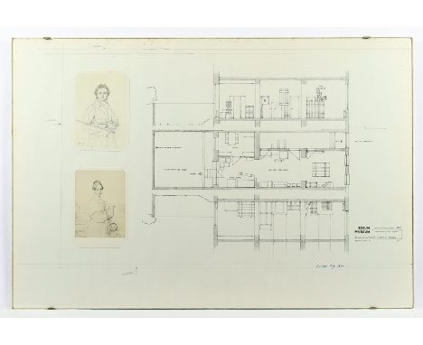 BROODTHAERS, Marcel, "Musée Museum", Multiple mit Offset und zwei Postkarten, 50 x 74,5, nummeriert 74/100, monogrammiert und