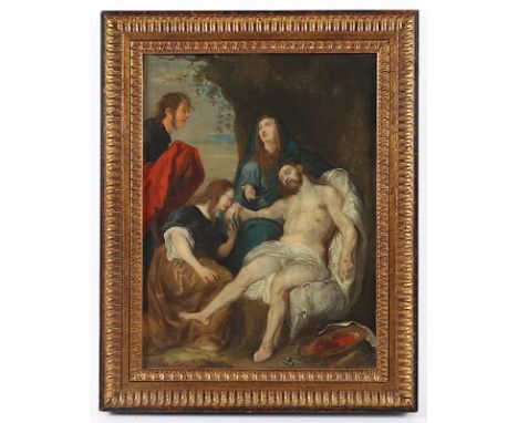 VAN DYCK, Anton (1599-1641), Kopie 19.Jh. nach, "Beweinung Christi", Öl/Papier, 32 x 24,5, auf Hartfaser aufgezogen, R. 