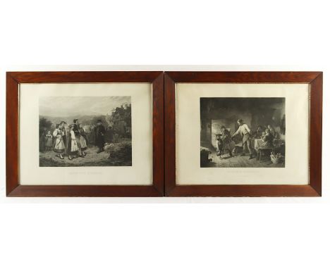 ZWEI STICHE, "Gang zur Kirmes" und "Versäumte Essenszeit", Kupferstiche, 40 x 47, nach Christoph Preisel, E.19.Jh., R. 