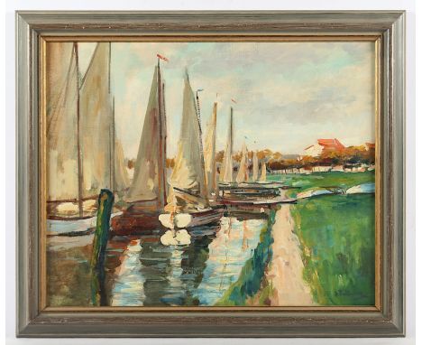 FALKENBERG, Richard (1875-1948), "Boote im Hafen", Öl/Lwd., 40 x 50, unten rechts signiert, R. 