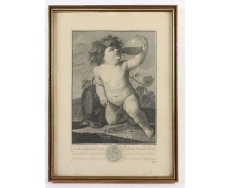 GUISEPPE CAMERATA, (1718-1803), "Der kleine Bacchus", nach Guido Reni, Kupferstich, 26 x 20, besch., R. 