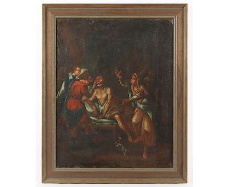 MALER DES 17./18.JH., "Heilung eines Blinden", Öl/Lwd.,66 x 52, besch., doubliert, R.  