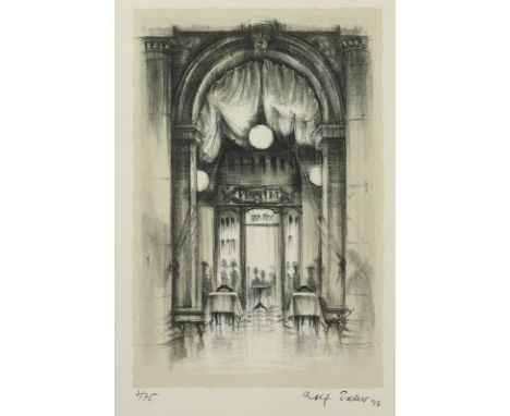ESCHER, Rolf, "Café Florian/Venedig", Original-Farblithografie, 31 x 21, nummeriert 7/75, handsigniert und datiert '93, R. 