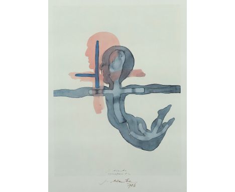 KLAUKE, Jürgen, "Kreuzform", Farboffset, 40 x 30, handsigniert und datiert 1986, R. 