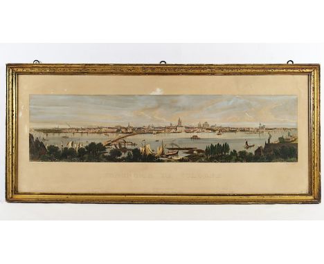 KÖLN, Stahlstich, koloriert, 24 x 94, von Johannes Poppel nach Ludwig Lange, 19.Jh., R. 