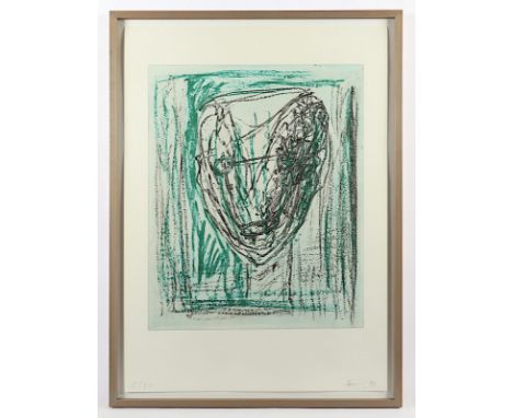 FÖRG, Günther, "o.T. - Maske", Original-Farbheliogravure, 53 x 43, nummeriert 5/20, handsigniert und datiert '90, R. 