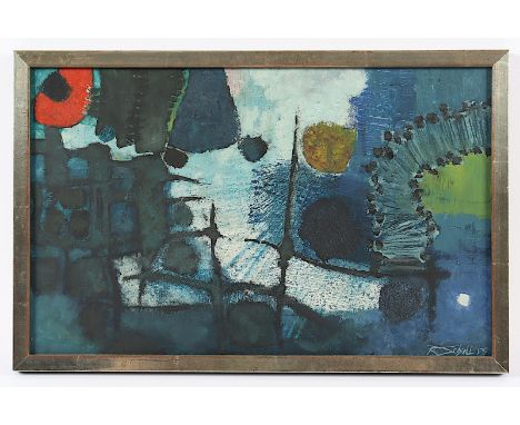 SCHOLL, Rudolf Alfons, "Rot zeigt den Weg", Öl/Faserplatte, 23 x 36, unten rechts signiert, verso bez., und datiert 1959. R. 