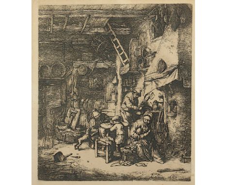 OSTADE, Adriaen van, "Die Familie", Radierung, 17,5 x 15, in der Platte signiert und datiert 1647, R. 
