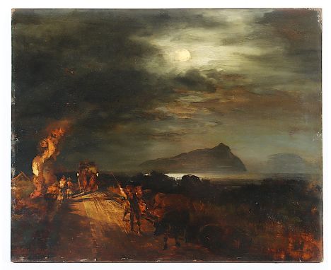 ACHENBACH, Oswald (1827-1905), "Abend in der Campagna", Öl/Holz, 37,5 x 46, unten links signiert und "96" datiert, R. 