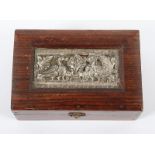 Schatulle, Holz, silberne Plakette, E.19.JH.