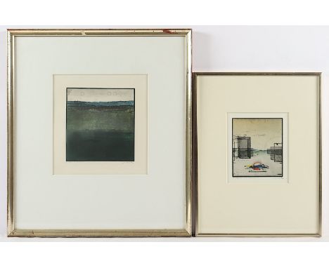SOVAK, Pravoslav, 2 Radierungen, "Greening", 18,5 x 17,5, 1974, handsigniert, und eine kolorierte Radierung, R. 