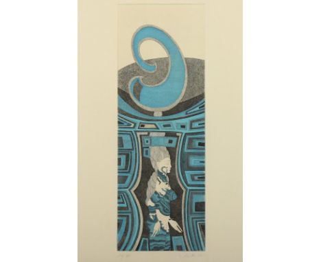 HUTTER, Wolfgang, "o.T.", Original-Radierung, 40 x 14, nummeriert 16/90, handsigniert, R. 