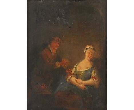 SEEKATZ, Johann Konrad (1719-1768), in der Art des, "Paar bei Kerzenschein", Öl/Holz, 31,5 x 23,5, R. 