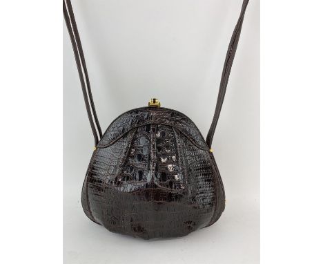 Small brown leather good quality animal print long double handle cross-body vintage 1980s handbagCondition Report:  Hardly us