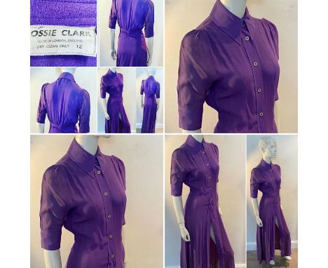 Rare original early 1970s OSSIE CLARK, Made in London, England (i.e. not "For Radley") buttoned-front Moss Crepe long maxi dr