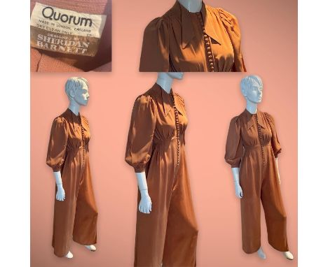 C1974 Extremely rare original QUORUM clay-coloured button down JUMP SUIT by SHERIDAN BARNETT (He worked with Ossie Clark and 