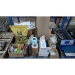 The contents of a pallet of consumables, packaging, safety equipment and more.