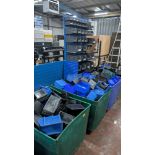Large quantity of Lin bins comprising the contents of four wheelie bins plus one static stand and th