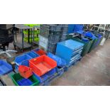 The contents of 2 pallets of assorted Plastic crates, bins and similar - Pallets excluded.