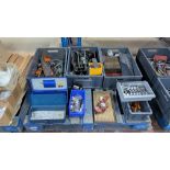 The contents of a pallet of assorted tools and equipment (plastic crates excluded)